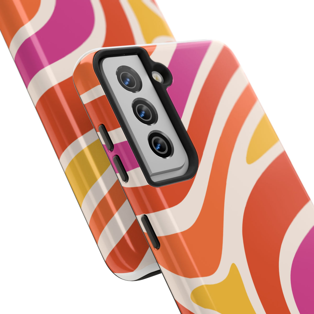 Retro Wave Tough Phone Case – Bright Abstract Orange, Pink & Yellow Protection