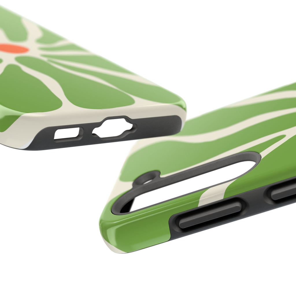 Green Daisy Tough Phone Case — Floral Protective Phone Cover